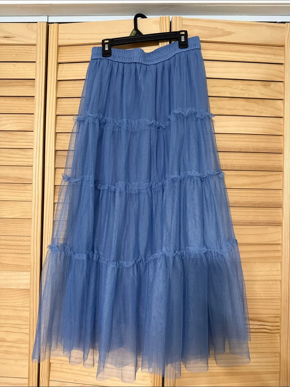 Blue Tiered Tulle Maxi Skirt - Elegant Lightweight Layering